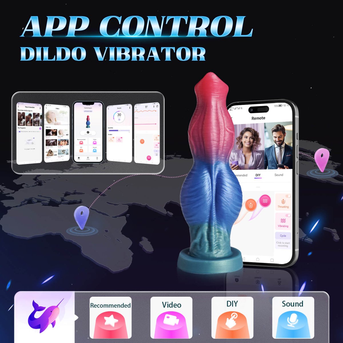 10" Knot Vibrating and Thrusting App Control Huge Dildo Women Sex Toy - Sohimi