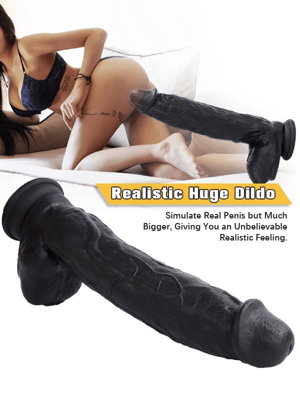 10.6 Inch Black Silicone Realistic Giant Dildo - Sohimi