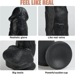 10.6 Inch Black Silicone Realistic Giant Dildo - Sohimi