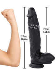 10.6 Inch Black Silicone Realistic Giant Dildo - Sohimi