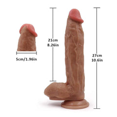 10.6in Huge Double Liquid Silicone Brown Realistic Dildo - Sohimi