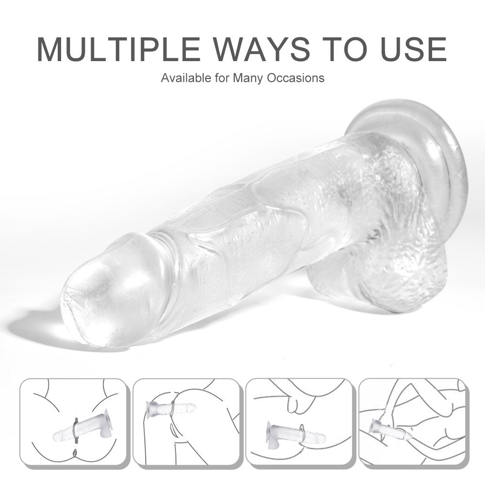 7in Realistic Transparent Strong Suction Cup Flexible Dildo - Sohimi