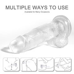 7in Realistic Transparent Strong Suction Cup Flexible Dildo - Sohimi