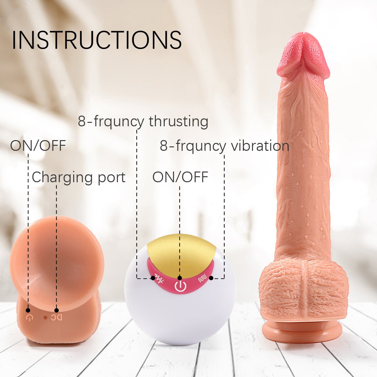 8.7in 4 in 1 Vibrating Hand - free Super Realistic Dildo - Sohimi