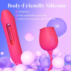 MOOLIGIRL| Upgraded Rose Female Flapping and Sucking Vibration dildo Toy