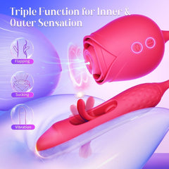 MOOLIGIRL| Upgraded Rose Female Flapping and Sucking Vibration dildo Toy