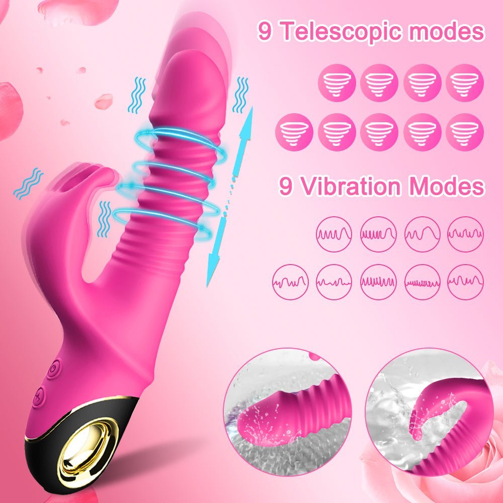 Rabbit Vibrator Automatic Telescopic Rotation G - Spot Clitoris Stimulator