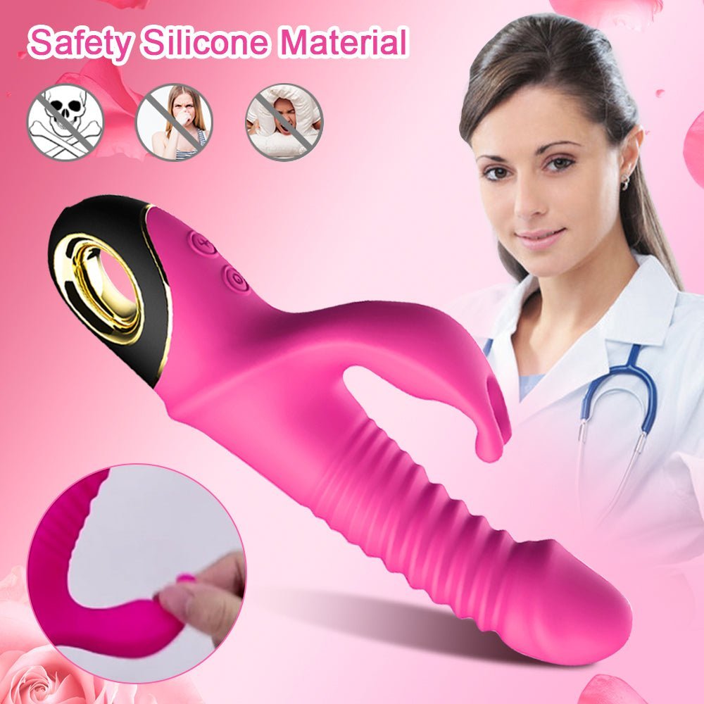 Rabbit Vibrator Automatic Telescopic Rotation G - Spot Clitoris Stimulator