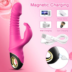 Rabbit Vibrator Automatic Telescopic Rotation G - Spot Clitoris Stimulator