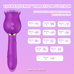 Sucking & Vibrating Rose Massager Stick