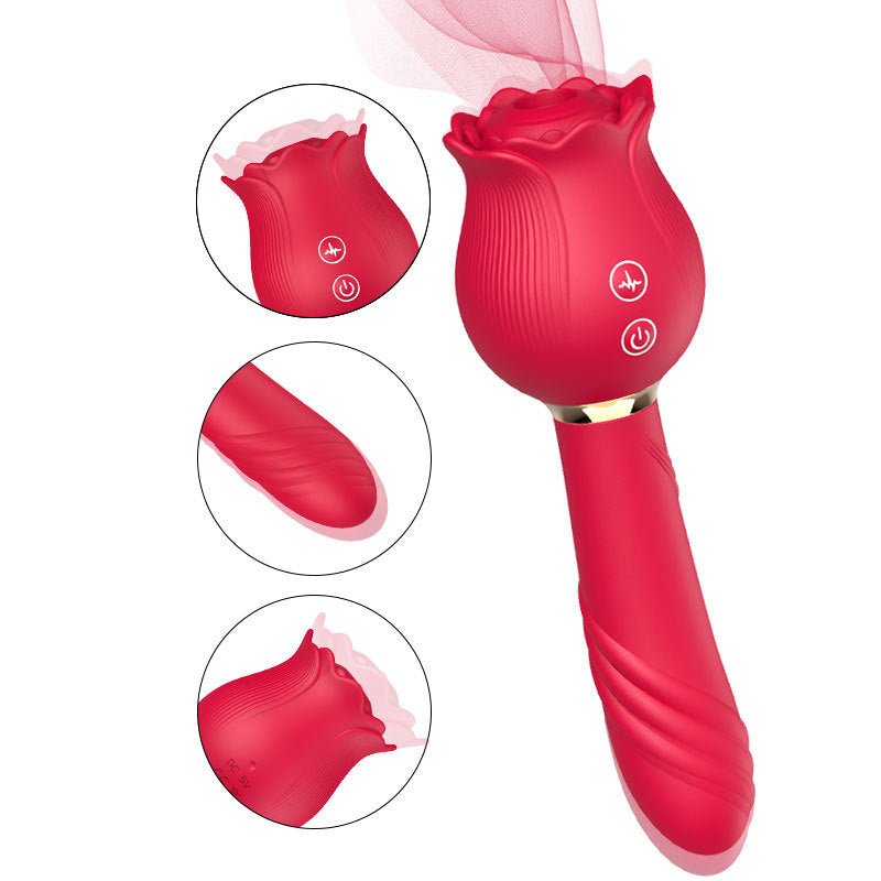 Sucking & Vibrating Rose Massager Stick