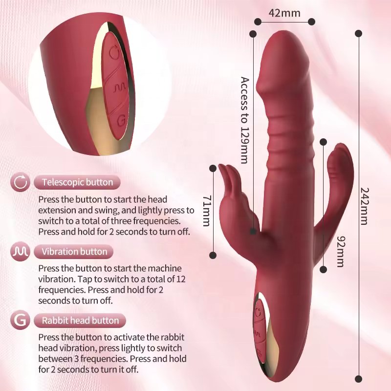 Thrusting Vibrator G Spot Clitoral Stimulator 3 in 1 Adult Rabbit Vibrator Dildo