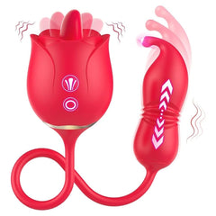 Tongue Licking and Thrusting G-Spot Massager Rose Sex Toy