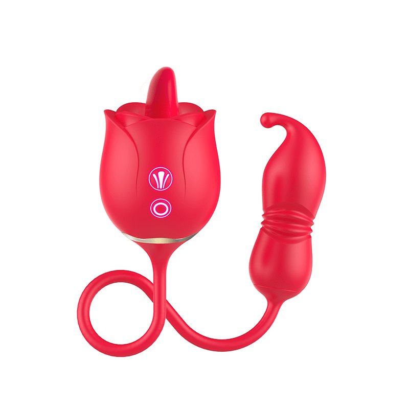 Tongue Licking and Thrusting G-Spot Massager Rose Sex Toy