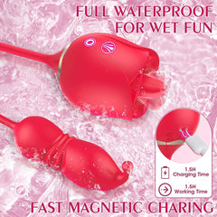 Tongue Licking and Thrusting G-Spot Massager Rose Sex Toy