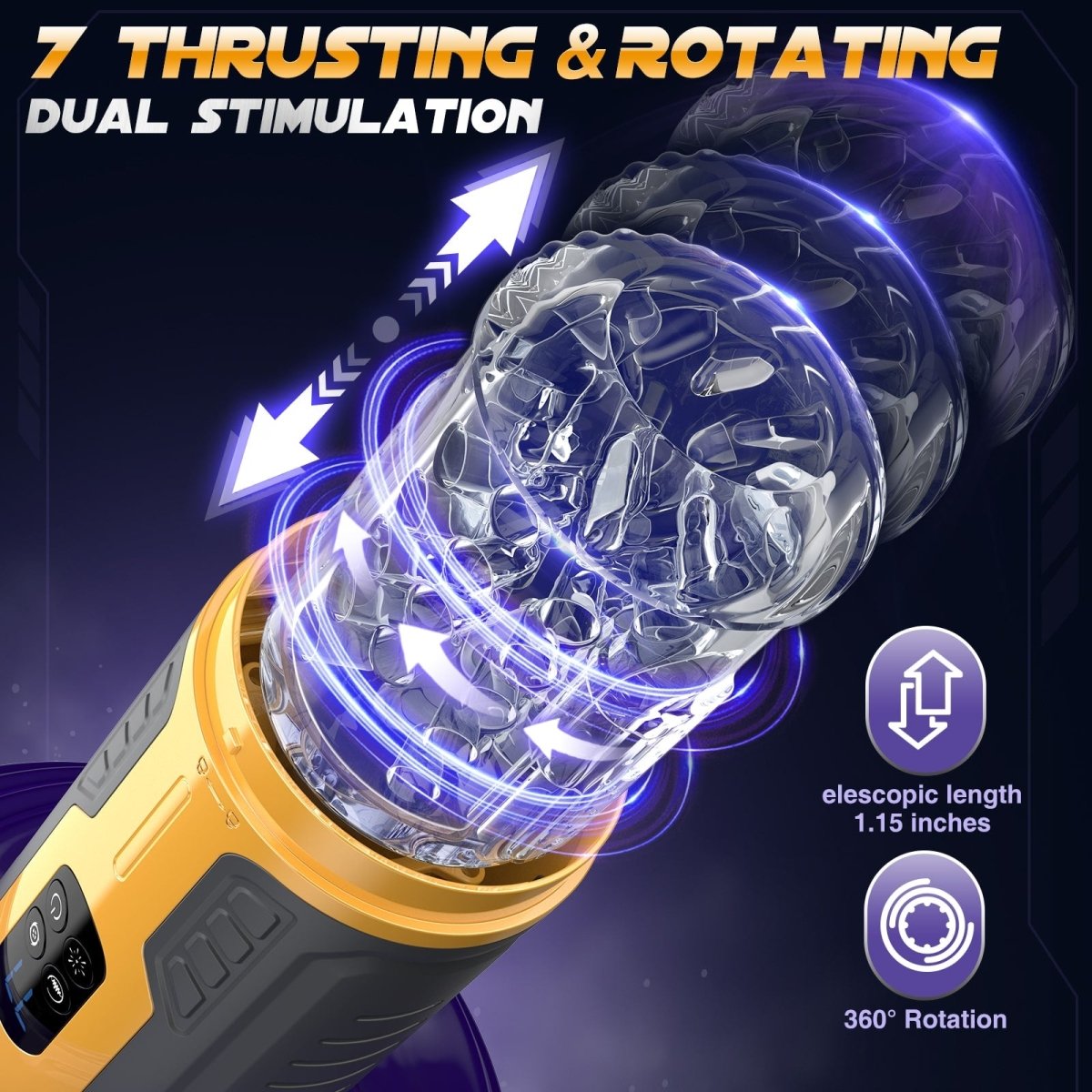 TREK|Dual Stimulation Thrusting and Rotating Vibrating Male Msturbation Toy - Sohimi